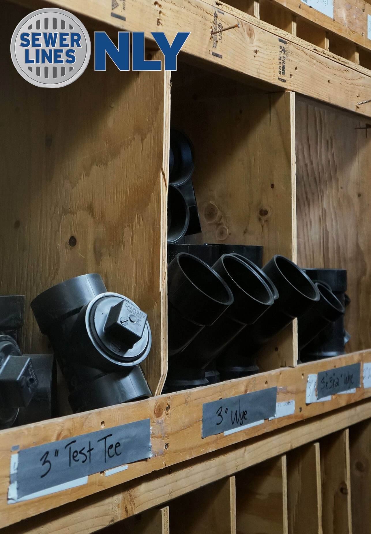 various pipe fittings on racks